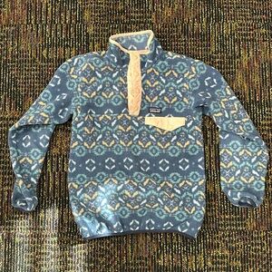 Girls Patagonia Synchilla Snap Pullover Fleece Pink Blue Medium